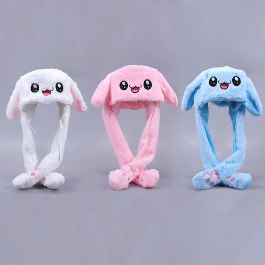 Soft Fluffy Rabbit Ears Headband | Moving Ears Plush Earmuffs | Warm & Cozy – 1Pc Random Colour