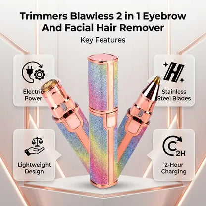 Flawless 2 In 1 Eyebrow And Facial Hair Remover Gentle Precise Portable Rechargeable Practical Choice For Smooth Skin And Daily Grooming